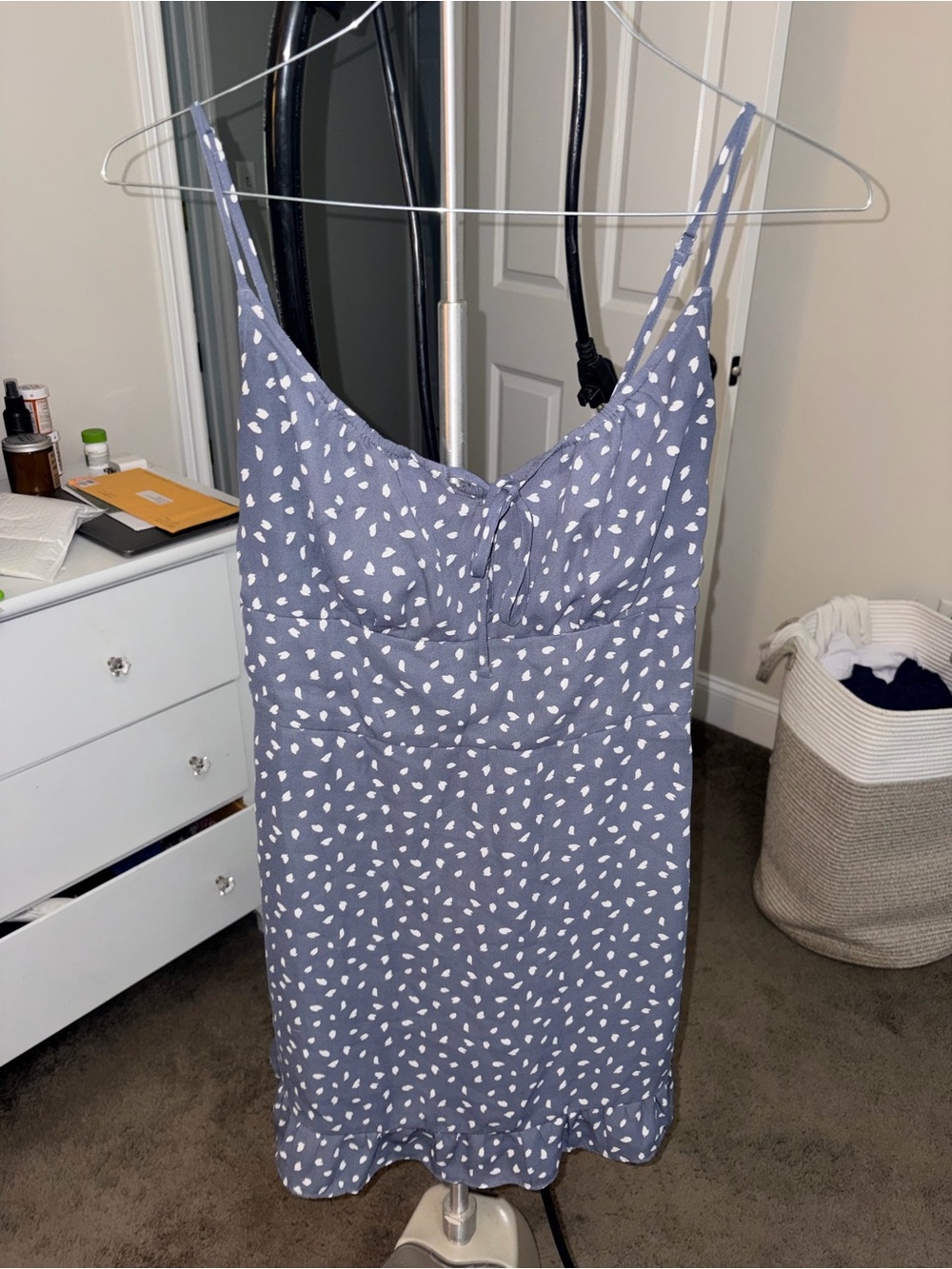 Abercrombie & Fitch Slate Blue and White Polka Dot Dress